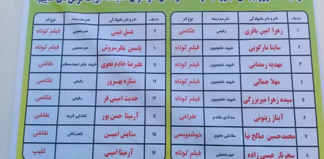 ۹۴ اثر دانش آموزی در جشنواره مجازی طرح یاریگران زندگی شهرستان رامسر